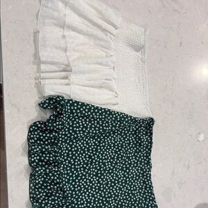 ROMWE Green and White Polka Dot Mini Skirt